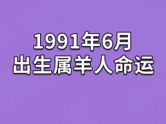 1991年6月出生属羊人命运(农历、爱情、事业运势解析)