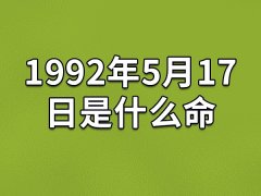 1992年5月17日是什么命：聪