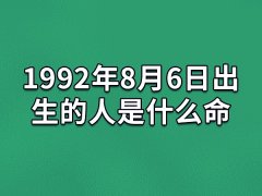 1992年8月6日出生的人是什么命：不会轻易妥协(想象力丰富)