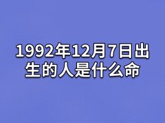 1992年12月7日出生的人是什