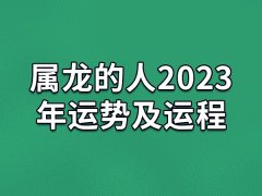 属龙的人2023年运势及运程