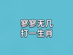 寥寥无几打一生肖：生肖