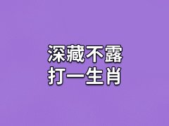 深藏不露打一生肖：生肖