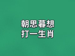 朝思暮想打一生肖：生肖