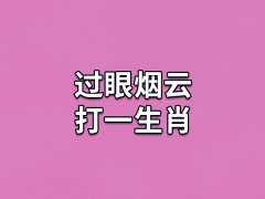 过眼烟云打一生肖：生肖