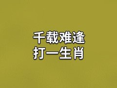 千载难逢打一生肖:生肖龙