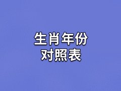 生肖年份对照表,12生肖的年份表