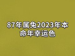 87年属兔2023年本命年幸运色:红色/紫色/灰色