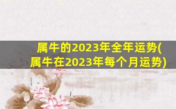 属牛的2023年全年运势(属牛