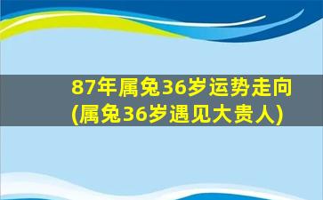 87年属兔36岁运势走向(属兔36岁遇见大贵人)