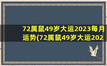 72属鼠49岁大运2023每月运势