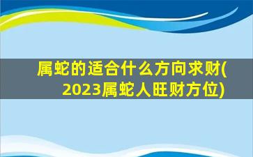 属蛇的适合什么方向求财