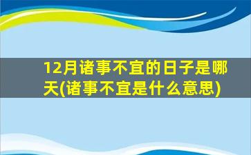 12月诸事不宜的日子是哪天(诸事不宜是什么意思)