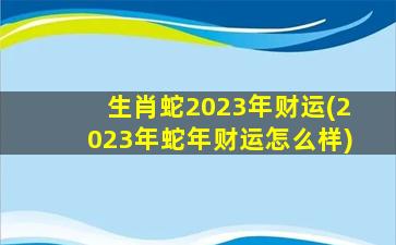 生肖蛇2023年财运(2023年蛇