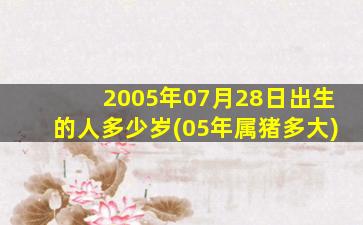 2005年07月28日出生的人多少岁(05年属猪多大)