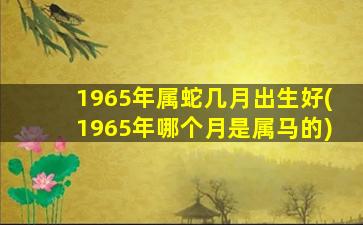 1965年属蛇几月出生好(19