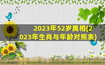 2023年52岁属相(2023年生肖与年龄对照表)