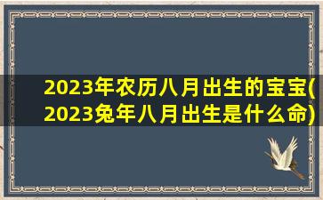 2023年农历八月出生的宝宝(2023兔年八月出生是什么命)