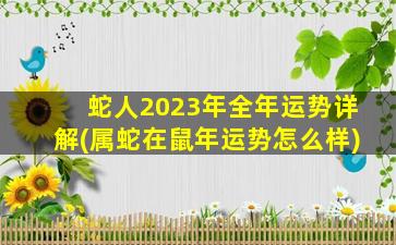 蛇人2023年全年运势详解