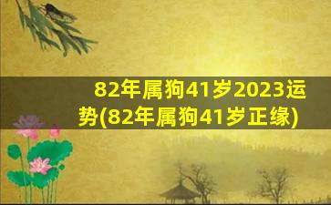 82年属狗41岁2023运势(82年属