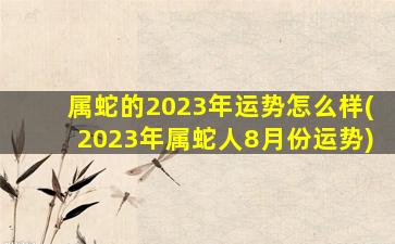 属蛇的2023年运势怎么样