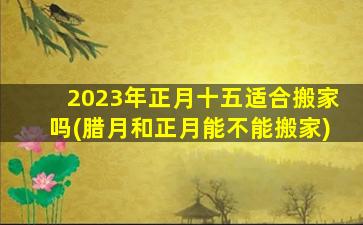 2023年正月十五适合搬家吗(腊月和正月能不能搬家)