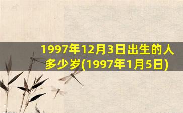 1997年12月3日出生的人多少岁(1997年1月5日)