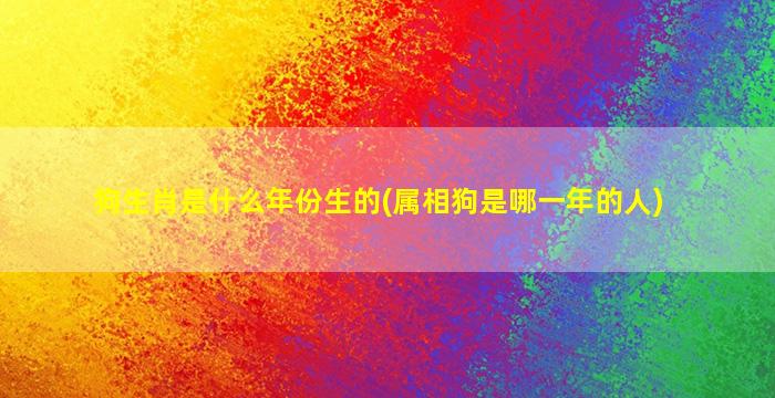 狗生肖是什么年份生的(属