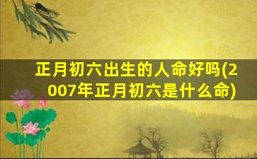 正月初六出生的人命好吗(2007年正月初六是什么命)