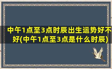 <b>中午1点至3点时辰出生运势好不好(中午1点至3点是什么时辰)</b>