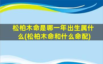 松柏木命是哪一年出生属什么(松柏木命和什么命配)