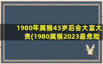 1980年属猴43岁后会大富大贵(1980属猴2023最危险的一个月)