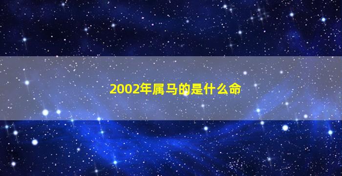 2002年属马的是什么命