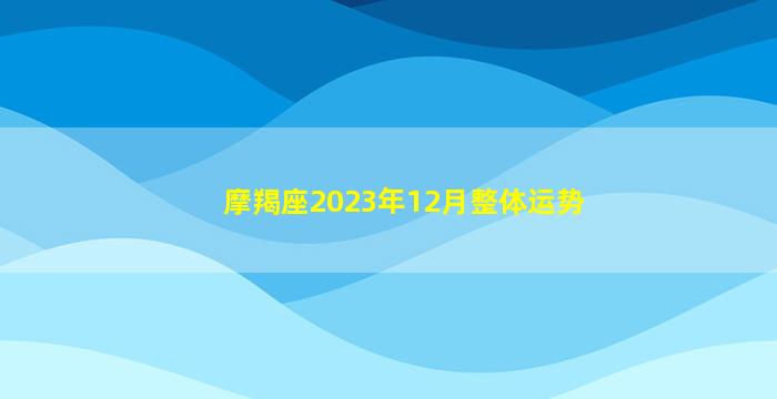 摩羯座2023年12月整体运势