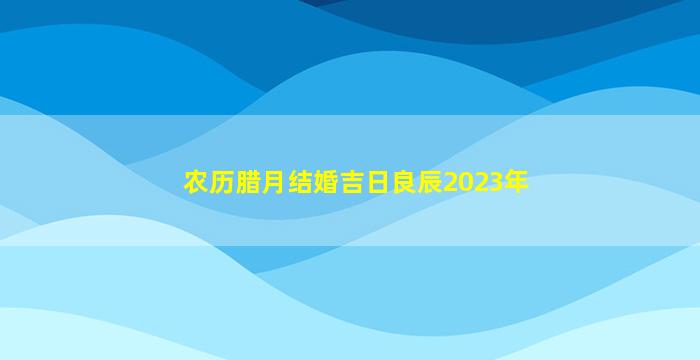 农历腊月结婚吉日良辰2023年