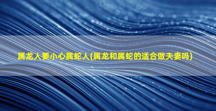 属龙人要小心属蛇人(属龙