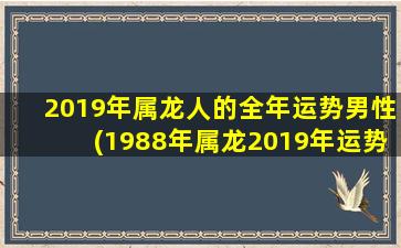 2019年属龙人的全年运势男性(1988年属龙2019年运势)