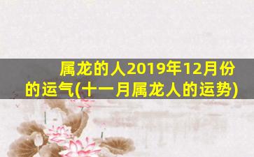 属龙的人2019年12月份的运