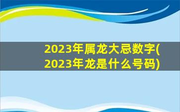 2023年属龙大忌数字(2023年