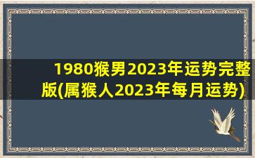 1980猴男2023年运势完整版(属猴人2023年每月运势)