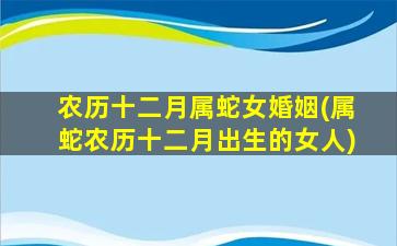 农历十二月属蛇女婚姻(属蛇农历十二月出生的女人)