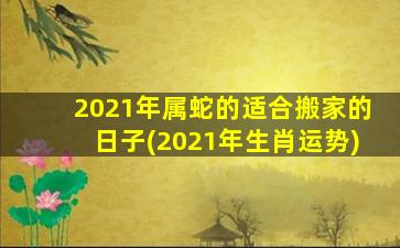 2021年属蛇的适合搬家的日子(2021年生肖运势)