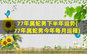 77年属蛇男下半年运势(77年属蛇男今年每月运程)