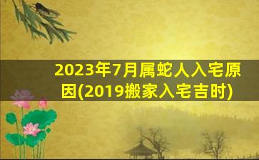 2023年7月属蛇人入宅原因(2019搬家入宅吉时)