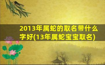 2013年属蛇的取名带什么