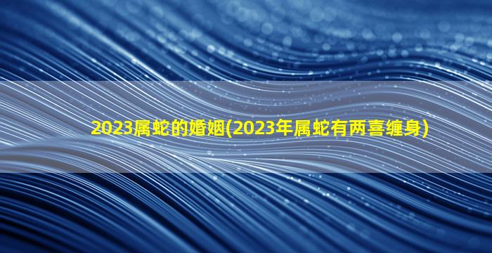 2023属蛇的婚姻(2023年属蛇有两喜缠身)