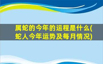 属蛇的今年的运程是什么(蛇人今年运势及每月情况)