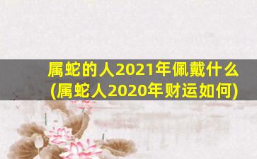 属蛇的人2021年佩戴什么(属蛇人2020年财运如何)