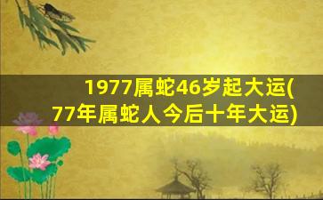 1977属蛇46岁起大运(77年属蛇人今后十年大运)