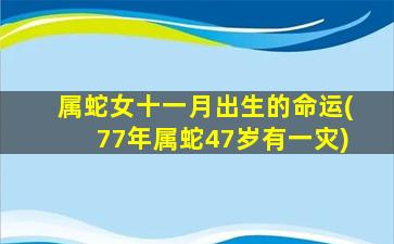 属蛇女十一月出生的命运(77年属蛇47岁有一灾)